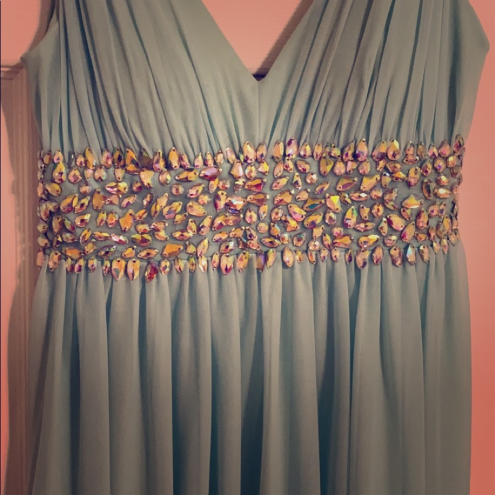 Long formal aquamarine dress